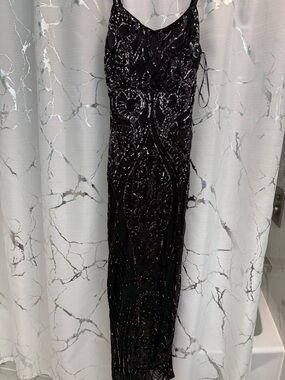 Fashion Nova Black Sequin Maxi Dress